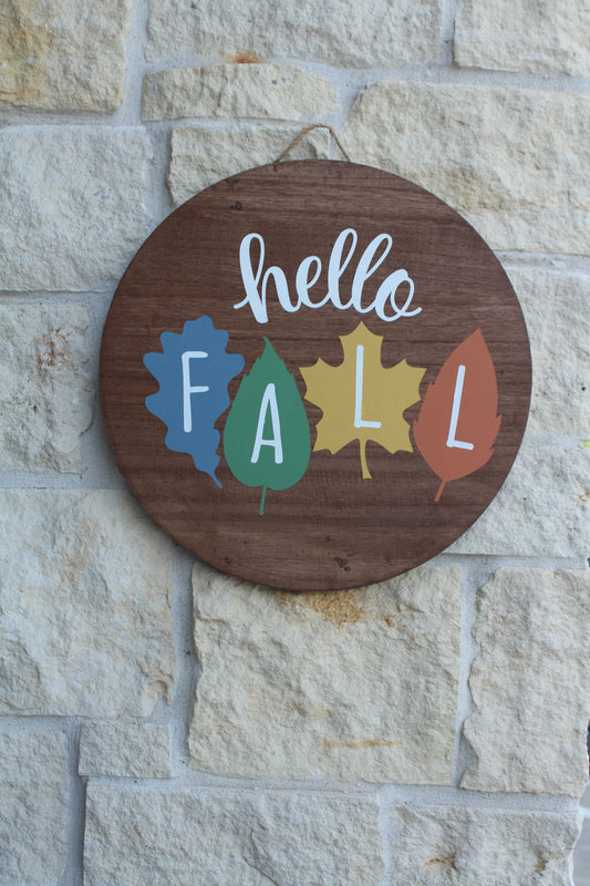 Hello Fall Round Sign