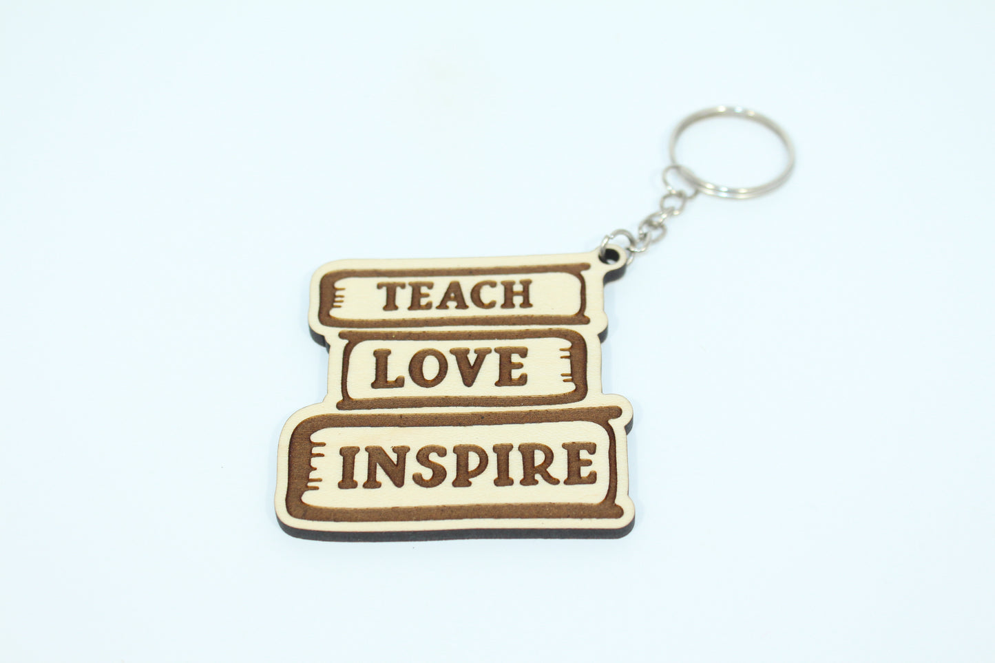 Teach, Love, Inspire Book Stack  Keychain