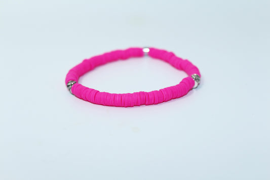 Neon Pink Polymer Bracelet